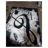 Black and White Musical Note Area Rug - Retail: $45