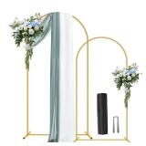 Metal Arch Backdrop Stand 7.2FT+6FT Wedding Arch Backdrop Stand Set of 2 Gold Arch Backdrop Stand for Valentines Day Party Wedding Ceremony Baby Shower Birthday Floral Balloon Decration - Retail: $42