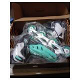 Teal Inline Skates for Youth Girls Women, 4 Sizes Adjustable Blades Roller Skates with Ankle Support, Adjustable Strap, 90mm Wheels and Soft Boot Fit for Skating, Roller Derby, Street Hockey - Retail: