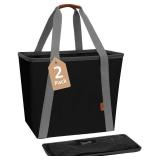 STORAGE MANIAC Collapsible Laundry Caddy,  Large Collapsible Laundry Basket with Sturdy Metal Wire Frame, Long Carry Handles - Space-Saving, Foldable Laundry hamper, 2 Pack Black