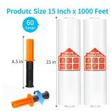 JARLINK Stretch Film, 15 Inch x 1000 Feet Shrink Wrap for Pallet Wrap, Industrial Strength Stretch Wrap with Handles, Moving Wrapping Plastic Roll, 60 Gauge, 2 Pack, Clear