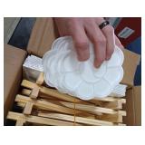 8 Pack 8 * 10In Canvas Boards for Painting, Art Canvas for Drawing with 16 Brushes & 8 Paint Trays & 16 Acrylic Paint, Mini Painting Canvas with Easel Set, Painting Kits for Adults Party