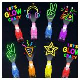 Oitnlaughter 36Pcs Neon Happy Birthday LED Finger Lights Party Favors Glow in the Dark Light Up Finger Lights Neon Themed Toys Bulk for Kids Party Goodie Bag Stuffer Birthday Gifts Classroom Prize