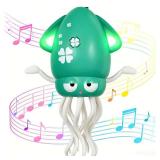 Dancing Octopus Baby Toy - Electric Crawling Octopus Tummy Time Toy - USB Rechargeable Dancing Musical Squid Toys with Lights, Birthday Gifts for 3 4 5 6 Year Old Boys Girls, Funny Desk Decor (Green)