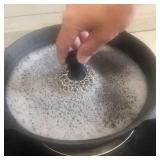 316 Upgraded Chainmail Scrubber with Silicone Handle Cast Iron Cleaner for Cast Iron Grill Pan Skillet Wok Bakeware Ergonomic to Hold Easy to Use Dishwasher Safe, Scrubber + Scraper + Towel (Black)