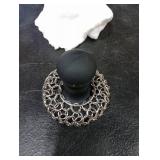 316 Upgraded Chainmail Scrubber with Silicone Handle Cast Iron Cleaner for Cast Iron Grill Pan Skillet Wok Bakeware Ergonomic to Hold Easy to Use Dishwasher Safe, Scrubber + Scraper + Towel (Black)