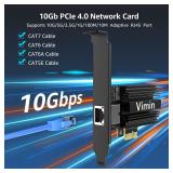 10G PCIE4.0 1 Network Card, Marvel AQC113 Controller, VIMIN 10Gb Base-T Ethernet Adapter Card Compatible with PCI Express X1,X4,X8,X16, 10G NIC RJ45 Port Support Windows/Windows Server/Linux/VMware