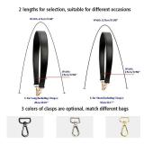 Flat Grain Leather Replacement Straps for Handbags Purse Straps Replacement Crossbody Gunblack Clasps Women Purse Making 14.17(36CM) Long Black