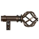 KAMANINA Bronze Curtain Rod 32 to 58 Inch(2.6-4.8ft), Adjustable Curtain Rods for Windows 28 to 48 Inch, 3/4 Inch Splicing Drapery Rods with Twisted Cage Finial
