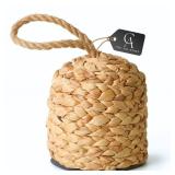CHI AN HOME 4.4lbs Natural Door Stopper for Bottom of Door Decorative Heavy Duty Door Stop with Handle Wicker Cute Door Stopper for Modern Farmhouse Water Hyacinth Home Decor 4.7 D x 6.3 H