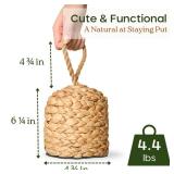 CHI AN HOME 4.4lbs Natural Door Stopper for Bottom of Door Decorative Heavy Duty Door Stop with Handle Wicker Cute Door Stopper for Modern Farmhouse Water Hyacinth Home Decor 4.7 D x 6.3 H