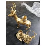 DN DECONATION Reindeer Christmas Decor Candle Holders Set of 2 Gold Deer Taper Candlestick Holders for Holiday Centerpiece Table Decorations, Fireplace Decor, Vintage Home Decor & Wedding