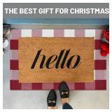 IOHOUZE Christmas Buffalo Plaid Rug 2x3 Ft Outdoor Indoor Doormat Red White Check Washable Area Rug Woven Cotton Checkered Front Porch Mat Christmas Decor for Front Door Entryway Home Entrance
