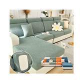 VFUX Soothing Home Sofa Covers, Sofa Hero Covers, Wear-Resistant Universal Couch Covers Washable Stretch Sectional Couch Cushion Covers (Green,Chaise Cover)