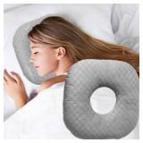 Wuronsa Ear Piercing Pillow for Side Sleepers with an Ear Hole for CNH and Ear Pain Ear Inflammation Pressure Sores, Cotton O-Shaped Side Sleeping Pillow, Ear Guard Pillow