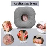 Wuronsa Ear Piercing Pillow for Side Sleepers with an Ear Hole for CNH and Ear Pain Ear Inflammation Pressure Sores, Cotton O-Shaped Side Sleeping Pillow, Ear Guard Pillow