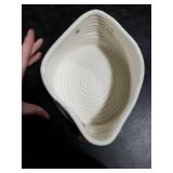 Small Woven Basket, Cute Mini Cotton Rope Storage Basket with leather handle, Tiny Decorative Round Storage Bin, Boho Empty Gift Baskets for Organizing, Toy Organizer for Nursery (Narrow handle)