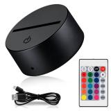 LED Light Base for Acrylic, Led Acrylic Light Base Black with Remote Control, 16-Color Changing USB Powered Display Stand - 3D Crystal Glass Art Plates, Touch Switch Night Lamp in Bedroom, Gift Decor