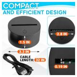 LED Light Base for Acrylic, Led Acrylic Light Base Black with Remote Control, 16-Color Changing USB Powered Display Stand - 3D Crystal Glass Art Plates, Touch Switch Night Lamp in Bedroom, Gift Decor