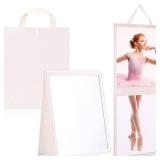 Colingmill Foldable Glitter Backstage Mirror with Handle 33. 5X 13. 5 Inch Leather Folding Hanging Mirror Rectangular for Travel Dance Bag Home Fitness Spa Gift for Dancers(White)