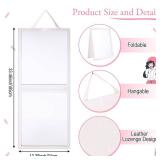 Colingmill Foldable Glitter Backstage Mirror with Handle 33. 5X 13. 5 Inch Leather Folding Hanging Mirror Rectangular for Travel Dance Bag Home Fitness Spa Gift for Dancers(White)