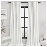 Ivory 100% Blackout Linen Curtains for Bedroom 94 Inches Long Back Tab Thermal Insulated Rustic Modern Farmhouse Decor Black Out Curtain for Living Room Dining Room Neutral Drapes 52x94, 2 Panels