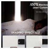 Ivory 100% Blackout Linen Curtains for Bedroom 94 Inches Long Back Tab Thermal Insulated Rustic Modern Farmhouse Decor Black Out Curtain for Living Room Dining Room Neutral Drapes 52x94, 2 Panels