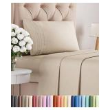 Queen 4 Piece Sheet Set - Comfy Breathable & Cooling Bed Sheets Set - Hotel Luxury Bedding for Women, Men, Kids, Teens, Boys & Girls - Deep Pockets, Ultra-Soft, Wrinkle Free - Oeko-Tex - Wheat