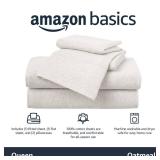 Amazon Basics Cotton Jersey 3-Piece Soft, Breathable, Wrinkle-Free Bed Sheet Set, Twin, Oatmeal, Solid
