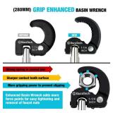 DURATECH 11 Basin Wrench, Sink Wrench, Adjustable Tap Nut Spanner Basin Spanner, Capacity of 3/8 to 1-1/4 for Fixing Back and Union Nuts Under Sink