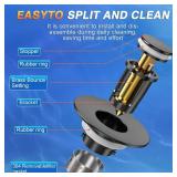 Sink Stopper Hair Catcher, Pop-up Sink Drain Strainer with Removable Stainless Steel Strainer Basket Hair Catcher, Bathroom Sink Strainer for Bathroom Sink Stopper Replacement(Matte Black-1PCS)