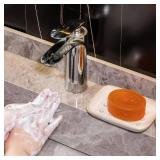Miamolo Soap Dish for Shower, Ceramic Soap Dish Non-Slip Soap Holder Bar Saver Tray for Bathroom Kitchen Sink, Floating Point Design Save Soap Loss