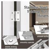 Luomorgo m 1.5 Inch Mini Hinges Butt Hinges, Stainless Steel Cabinet Hinges, Small Folding Door Hinge for Wooden Box, Crafts (Silver)