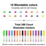 ARLTR Washable Markers Bulk, Bulk Pack of 288 in 16 Vibrant Colors, Broad Line Markers with Conical Tips- Perfect for Kids