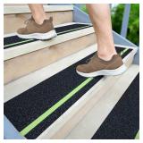 LifeGrip Anti Slip Traction Treads with Glow in Dark Stripe (10-Pack), 8 X 32, Best Grip Tape Grit Non Slip, Outdoor Non Skid Tape, High Traction Friction Abrasive Adhesive for Stairs Step