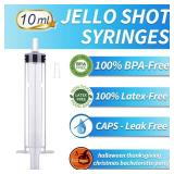 Jello Shot Syringes 100 Pack with Tip Cap for Adults Kids, 10ml Party Liquid Syringe BPA-Free Suringes Shooters for Jello Shots, Halloween, Thanksgiving, Christmas, Bachelorette Parties, Nurses, Gradu