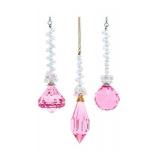 Kurt Adler Faux Pearl Drop Gems - 5.5 Inch Pink Acrylic Christmas Tree Ornament; Set of 3