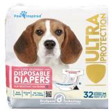 Paw Inspired 32ct Disposable Dog Diapers | Female Dog Diapers Ultra Protection | Diapers for Dogs in Heat, Excitable Urination, or Incontinence (Medium)