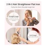 Cordless Flat Iron,Portable Mini Hair Straightener Travel for Bangs,Short Hair, Rechargeable Curling Iron for Touch Ups (Pink)
