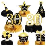 Outus 8 Pieces 30th Birthday Decorations Honeycomb Centerpieces for Women Men Table Toppers 30th Table Decorations for Thirty Years Birthday Party