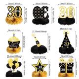 Outus 8 Pieces 30th Birthday Decorations Honeycomb Centerpieces for Women Men Table Toppers 30th Table Decorations for Thirty Years Birthday Party