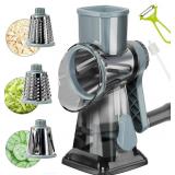 YOUCZON Rotary Cheese Grater Multi-Purpose Stainless Steel Cheese Shredder - Cheese Grater With Handle Effortless Grating of Carrots, Potatoes, Vegetables, and Fruits (blue)