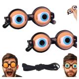 Rercarre 2PCS Funny Glasses for Adults Crazy Eye Glass Googly, Novelty Shaking Eye Glasses, Eyes Glasses Adult Size Silly Sunglass With Blinking Eyeball for Party and Performances