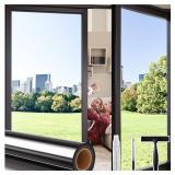 Coavas One Way Privacy Window Tint for Home, Daytime Reflective Mirror Glass Film See Out Not in, Heat & UV Blocking for Balcony/Living Room Large Windows with 3 Tools, 17.5 x 78.7 Inch, Black