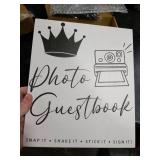 AmazingSpark Birthday Guest Book Set Memory Photo Guest Book Black Gold Decoration Birthday Gift for Men Women Wood Signature Photoprop Party Supply Sign Picture Album for Party Event(40th)