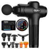 TOLOCO Massage Gun Deep Tissue, Percussion Massage Gun with 10 Replacement Heads, Super Quiet Portable Electric Massager for Athletes, Relax, Black