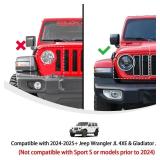 Linksip Angry Eye Headlight Covers Compatible with 2024 2025+ Jeep Wrangler JL 4XE & Gladiator JT Sport Rubicon Sahara Willys Mojave, Head Lamp Angry Bird Bezel Rings, Exterior Accessories(Black)