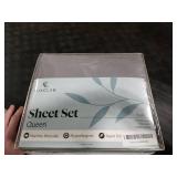 LuxClub 4 PC Queen Sheet Set, Queen Size, Deep Pockets 18 Wrinkle Free Cooling Bed Sheets Machine Washable Hotel Bedding Silky Soft - Light Grey Queen