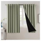 H.VERSAILTEX 100% Blackout Curtains for Bedroom with Black Liner Full Room Darkening Curtain 63 Inch Long Thermal Insulated Back Tab/Rod Pocket Window Treatment Drapes for Living Room, 2 Panels, Sage