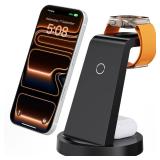 Anlmz 3 in 1 Charging Station for iPhone, Wireless Charger for iPhone 17 16e 16 15 14 13 12 11 X Pro Max & Apple Watch - Wireless Charging Station for AirPods 4 3 Pro NO CHARGING CORD